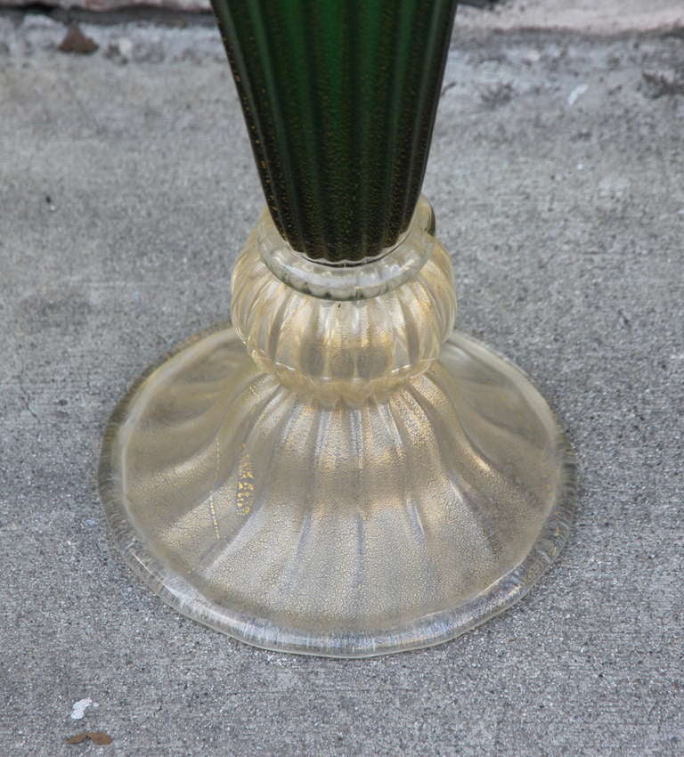 Italian Monumental Green Murano Vase