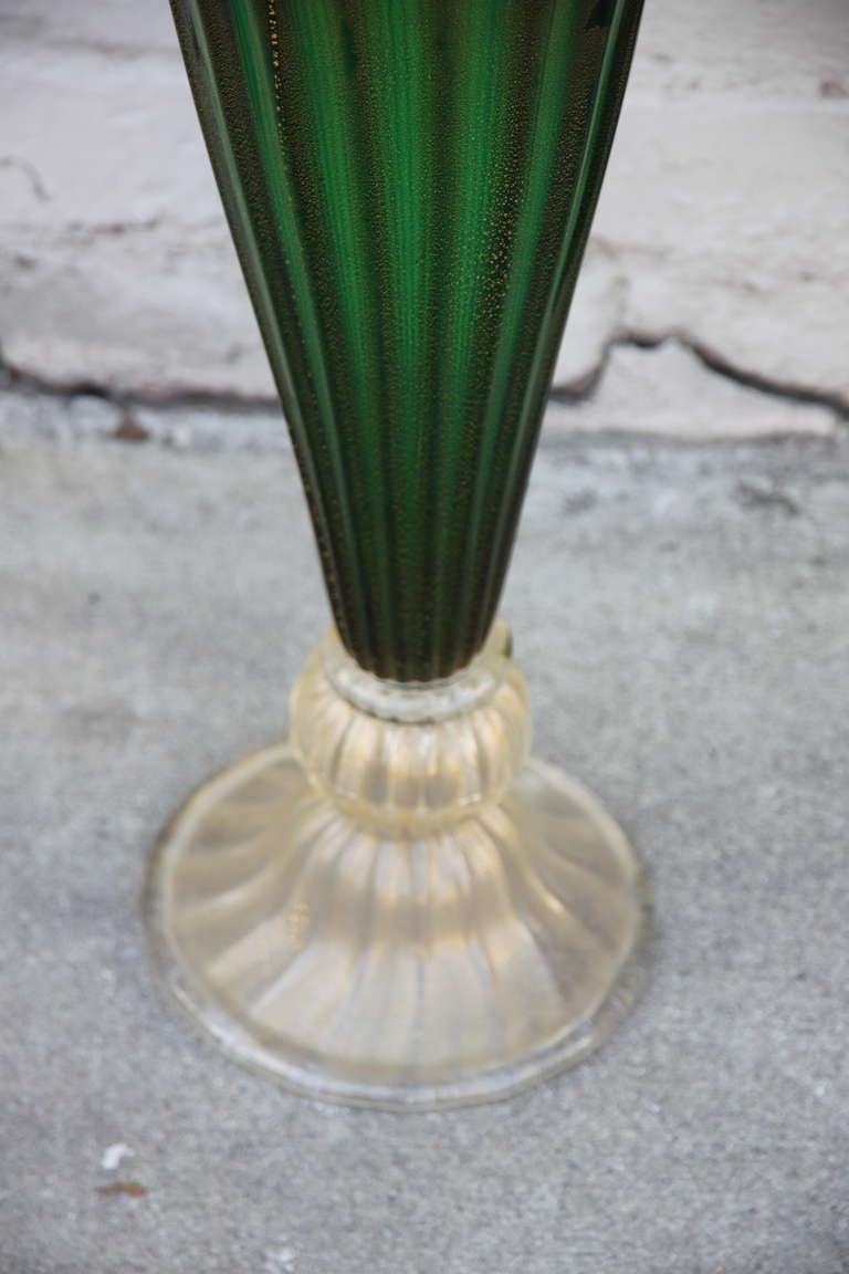 Monumental Green Murano Vase In Excellent Condition In Los Angeles, CA