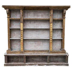 Italian Baroque Parcel Paint Decorated Giltwood Bookcase