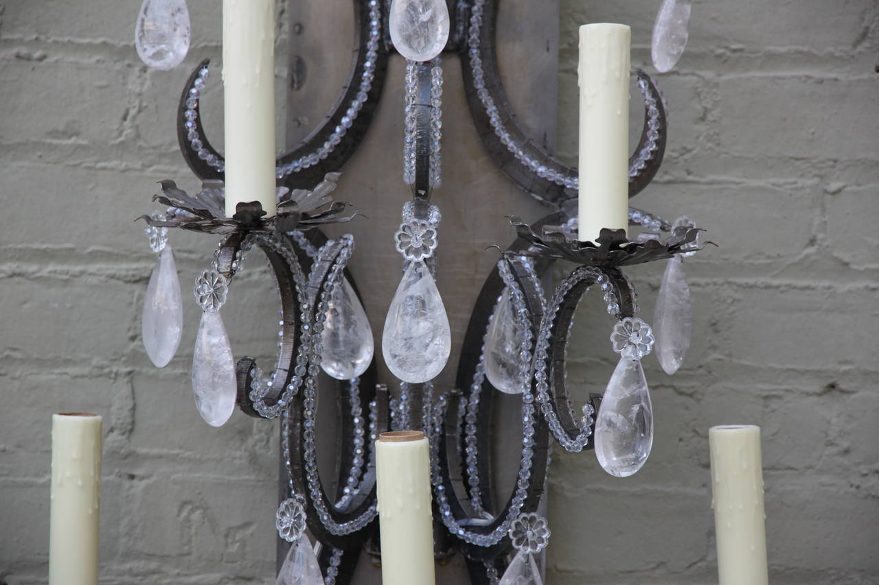 Monumental Industrial Rock Crystal Sconces 1