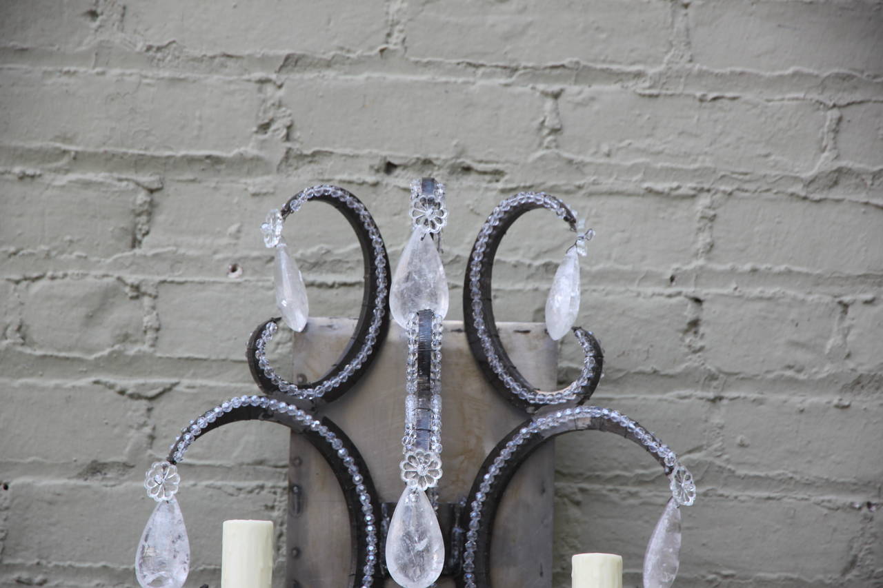 Monumental Industrial Rock Crystal Sconces 2