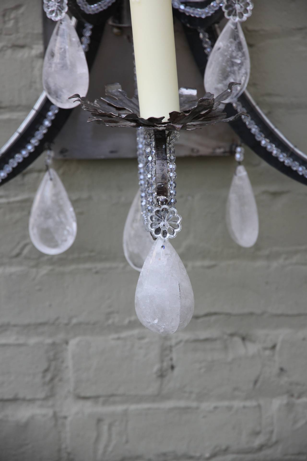 Monumental Industrial Rock Crystal Sconces 3