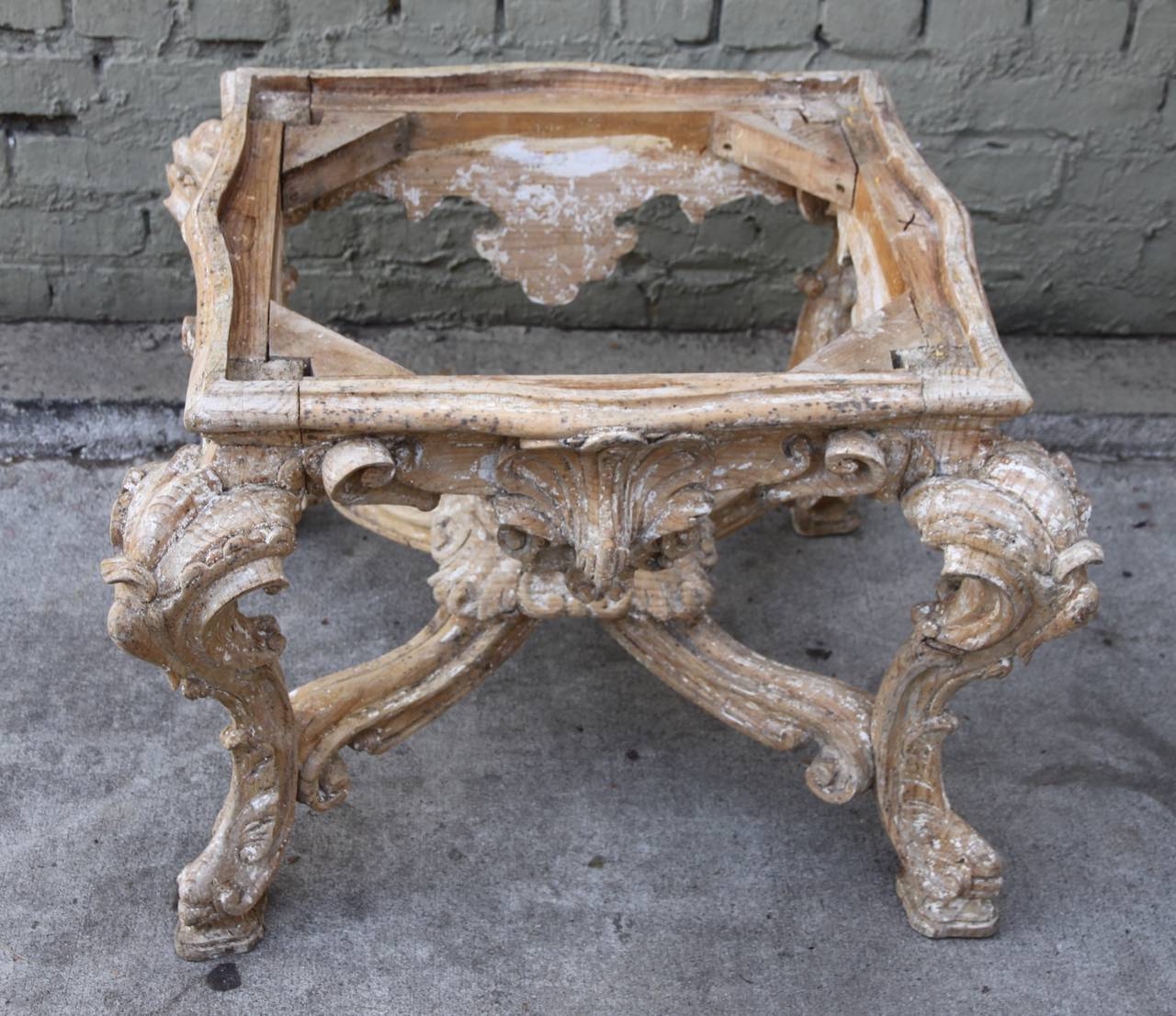 Wood French Carved Rococo Style Bench