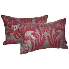 Pair of Pink & Silver Gold Fortuny Pillows