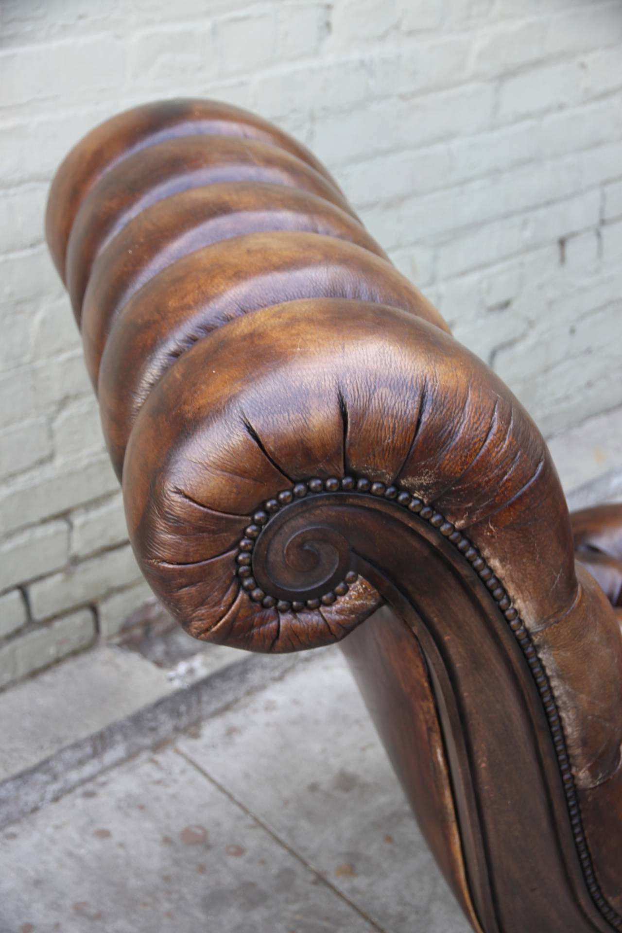 Mid-20th Century Leather Tufted Chaise Longues