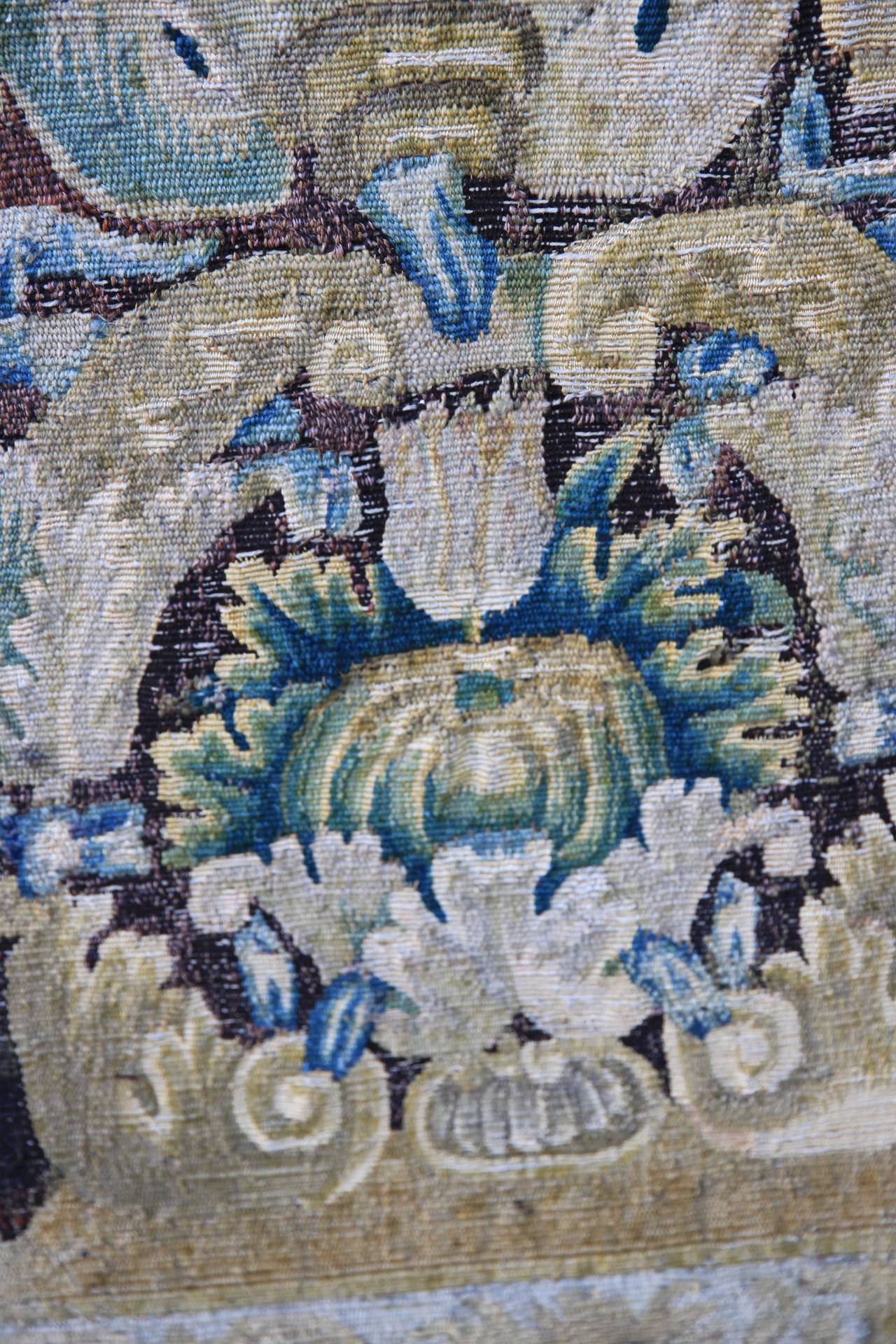 Velvet 17th Century Tapestry Four-Panel Screen