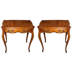 Pair of Vintage French Leather Top Tables C. 1920's