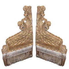 Pair of 19th C. Continental Gilt Carved Fragments