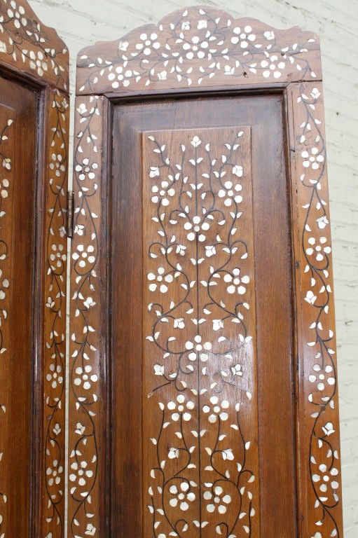 Four Panel Moroccan Inlaid Screen C. 1900's 6