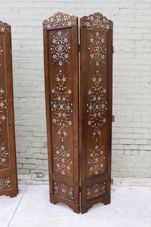 Four Panel Moroccan Inlaid Screen C. 1900's 1