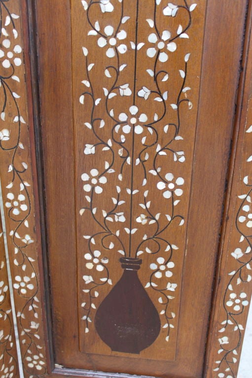 Four Panel Moroccan Inlaid Screen C. 1900's 2