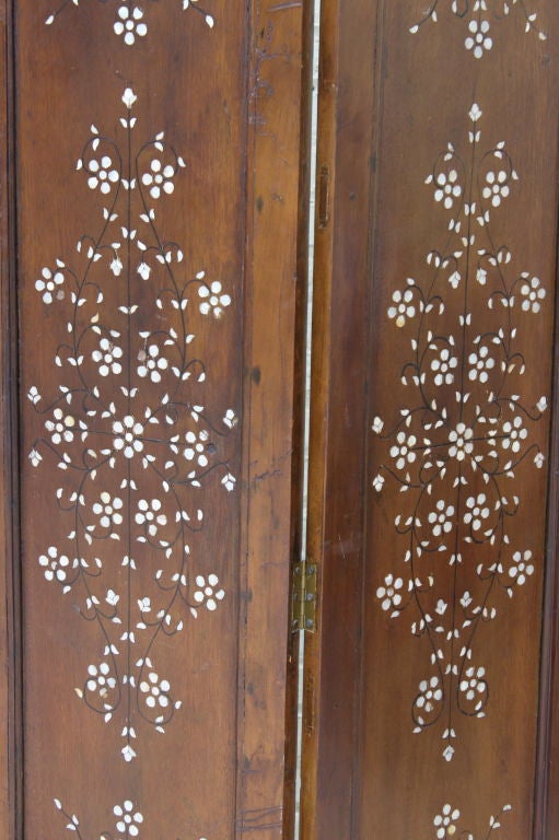 Four Panel Moroccan Inlaid Screen C. 1900's 4