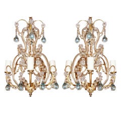 Pair of Italian Style Beaded & Crystal Chandeliers