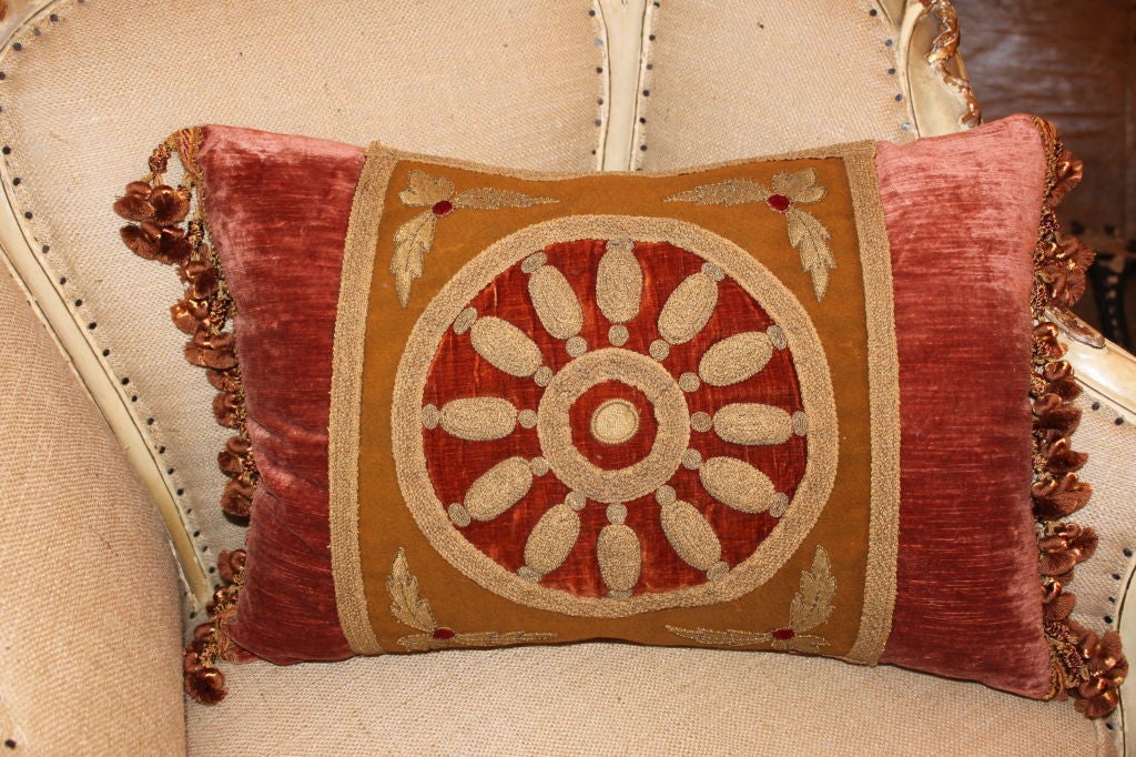 #103-Pair of 19th C. Metallic Embroidered Velvet Pillows