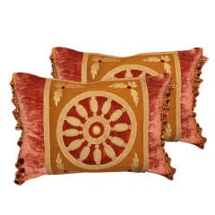 #103-Pair of 19th C. Metallic Embroidered Velvet Pillows