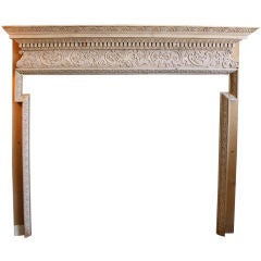 19th C. Continental Carved Fireplace Mantel