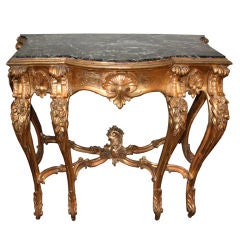 19th C. Italian Gilt-Wood Console with Marble Top