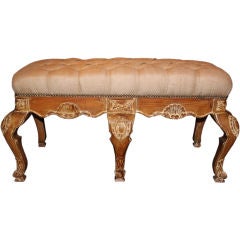 Carved French Bench with Six Cabriole Legs C. 1930's