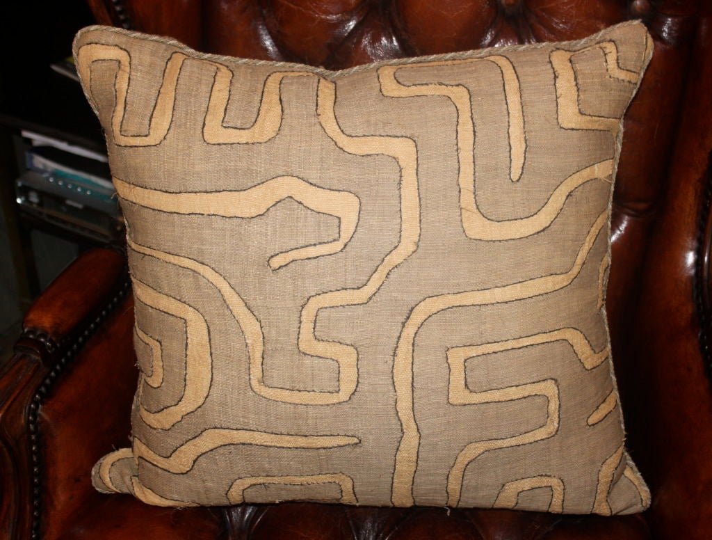 Pair of Vintage African Kuba Cloth pillows