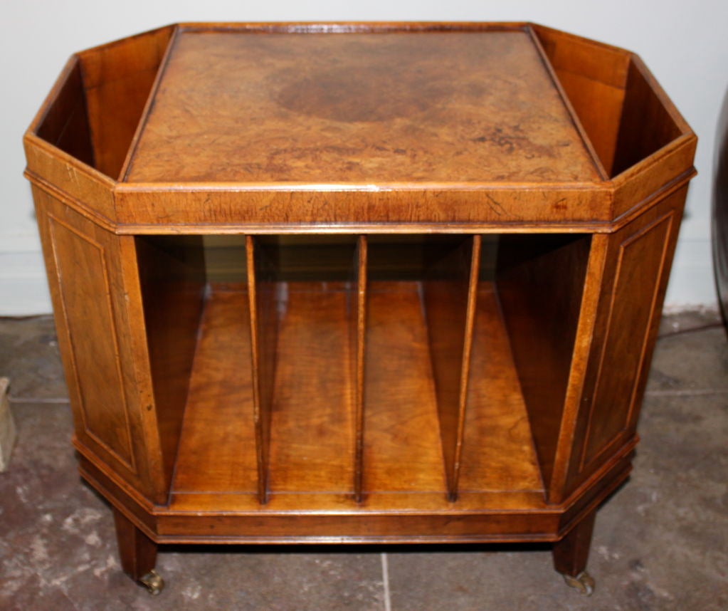 English Burl Walnut Canterbury C. 1920's