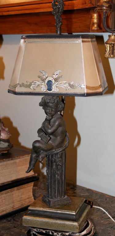 Charming Custom Cherub Lamp with Custom Shade