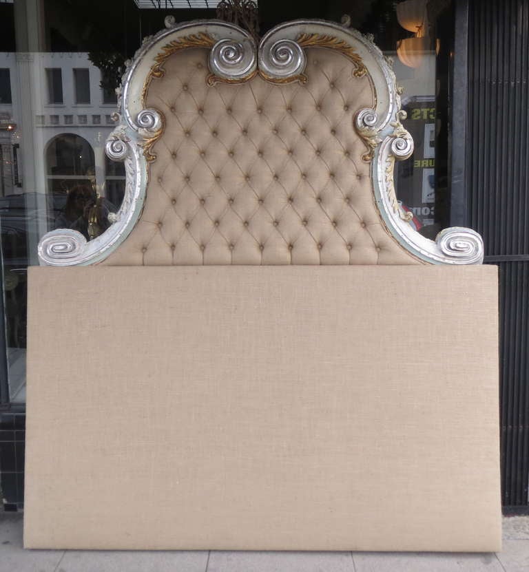 Italian Carved Painted and Parcel Gilt Headboard at 1stdibs
