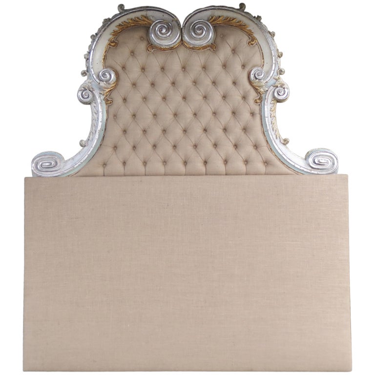 Italian Carved Painted and Parcel Gilt Headboard at 1stdibs