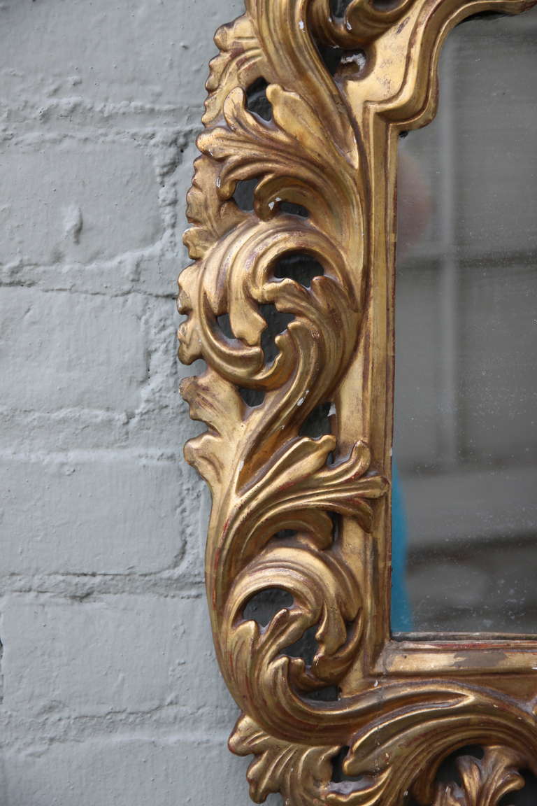 19th Century Italian Gilt Wood Mirror In Excellent Condition In Los Angeles, CA