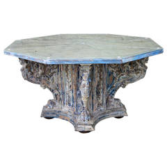 Carved Italian Octagonal Mirrored Top Table