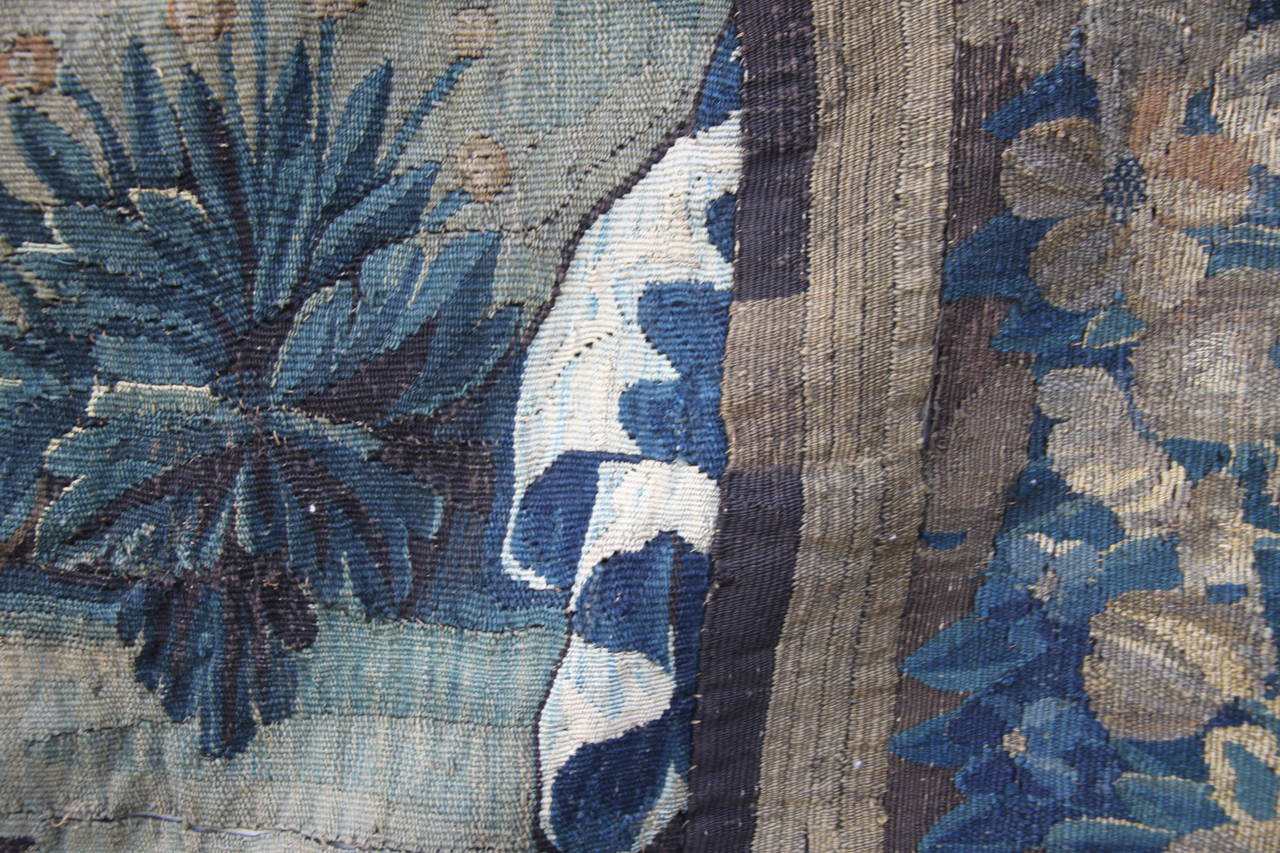 18th Century Handwoven Flemish Tapestry In Distressed Condition In Los Angeles, CA