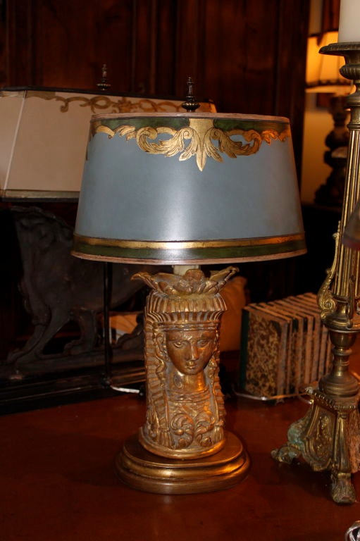 Pair of Carved Gilt Wood Lamps with Custom Shades C. 1920's