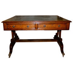 19th C. English Leather Top  Partner's Desk