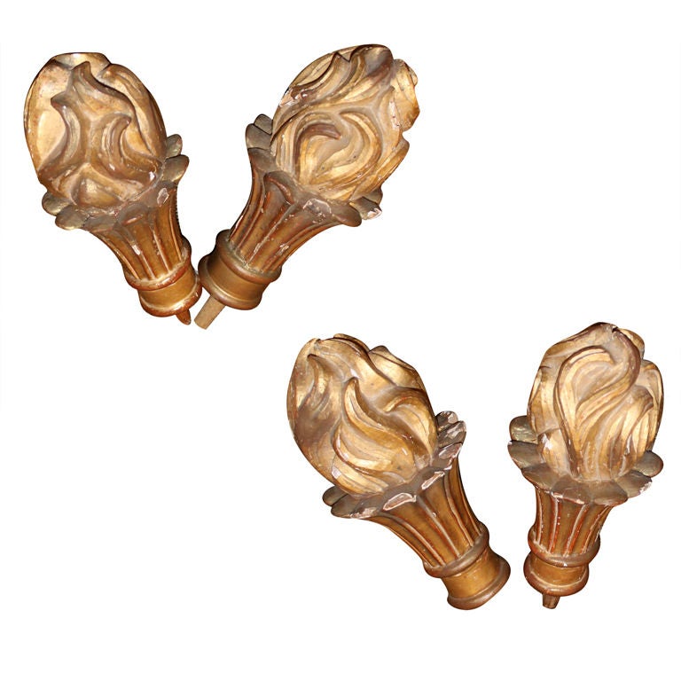 Set of Four Italian Gilt Wood Finials