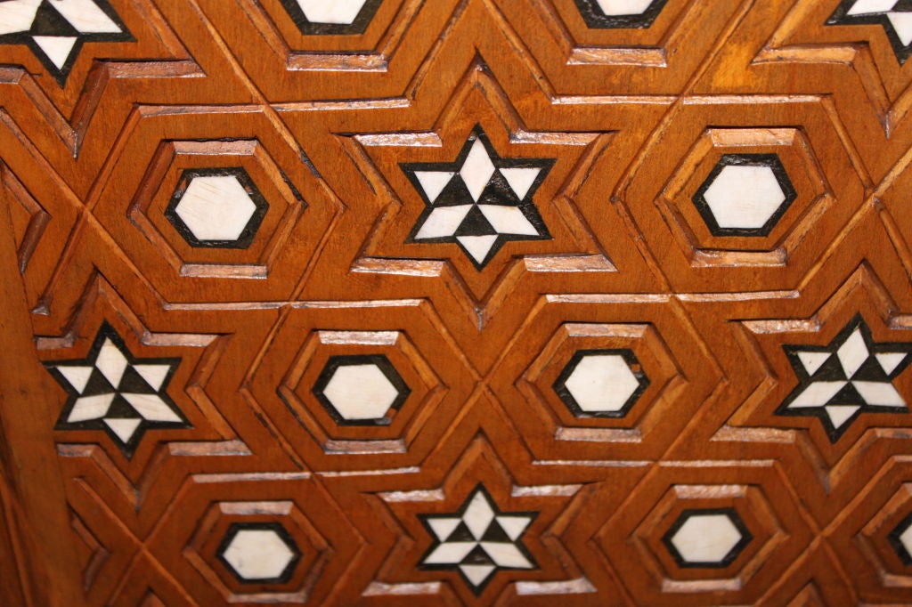 Inlaid Carved Wood Moroccan Screen 2