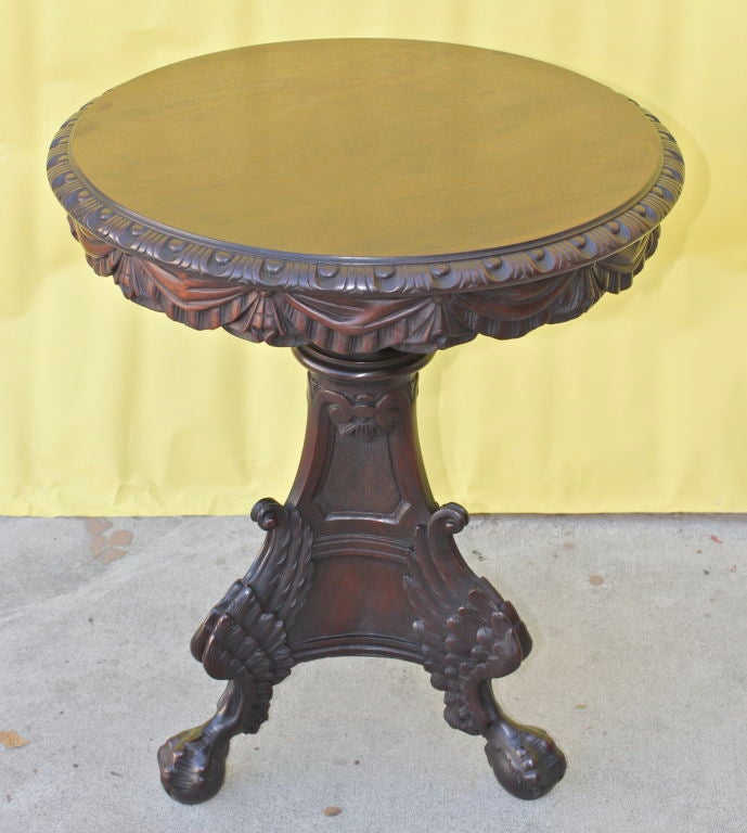 Carved American Mahogany Side Table