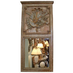 Carved Italian Painted & Parcel Gilt Mirror