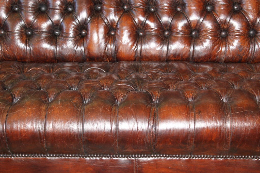 Grand Upholstered Leather Chesterfield Style Sofa 6