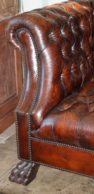 Grand Upholstered Leather Chesterfield Style Sofa 1