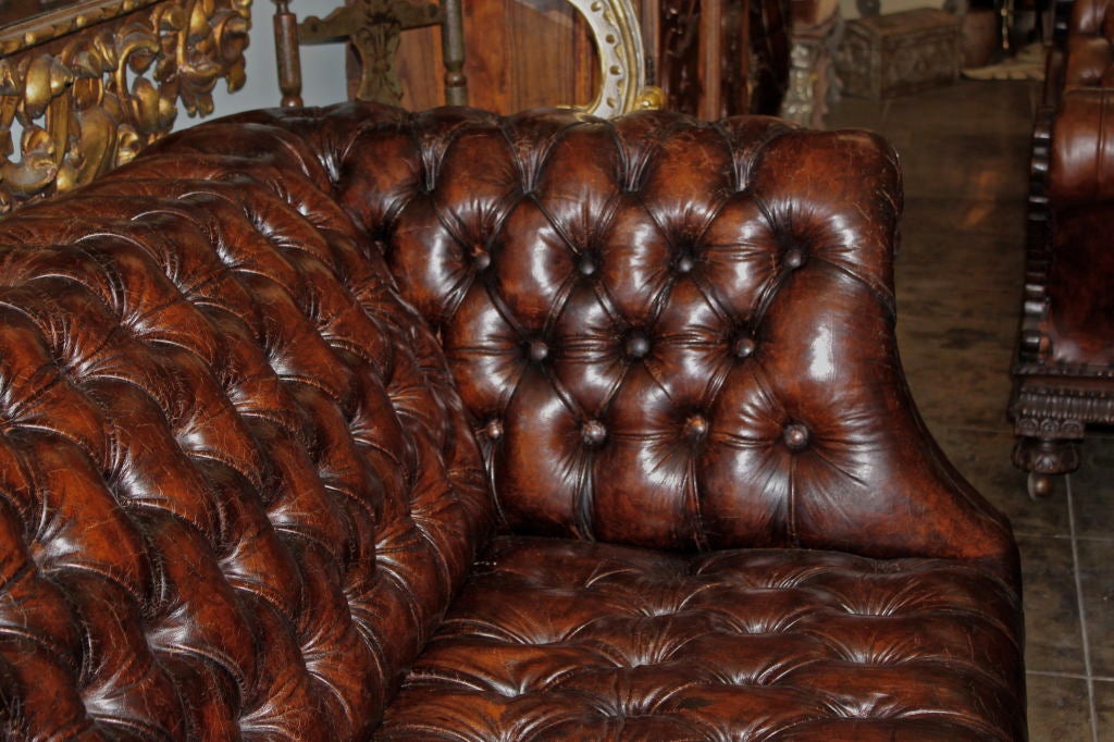 Grand Upholstered Leather Chesterfield Style Sofa 5