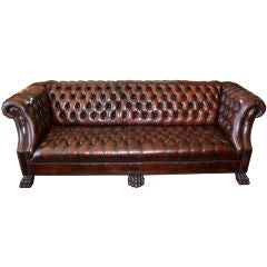 Grand Upholstered Leather Chesterfield Style Sofa