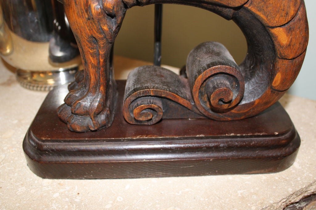 Pair of Carved Griffin Lamps with Parchment Shades C. 1930 1