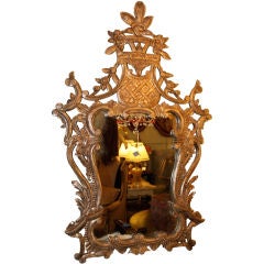 Carved Silver Leaf Chinoiserie Style Mirror C. 1930's