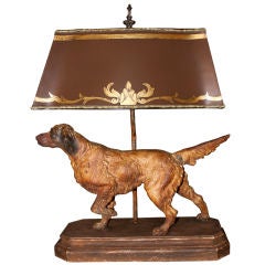 Vintage Dog Lamp with Painted Parchment Shade