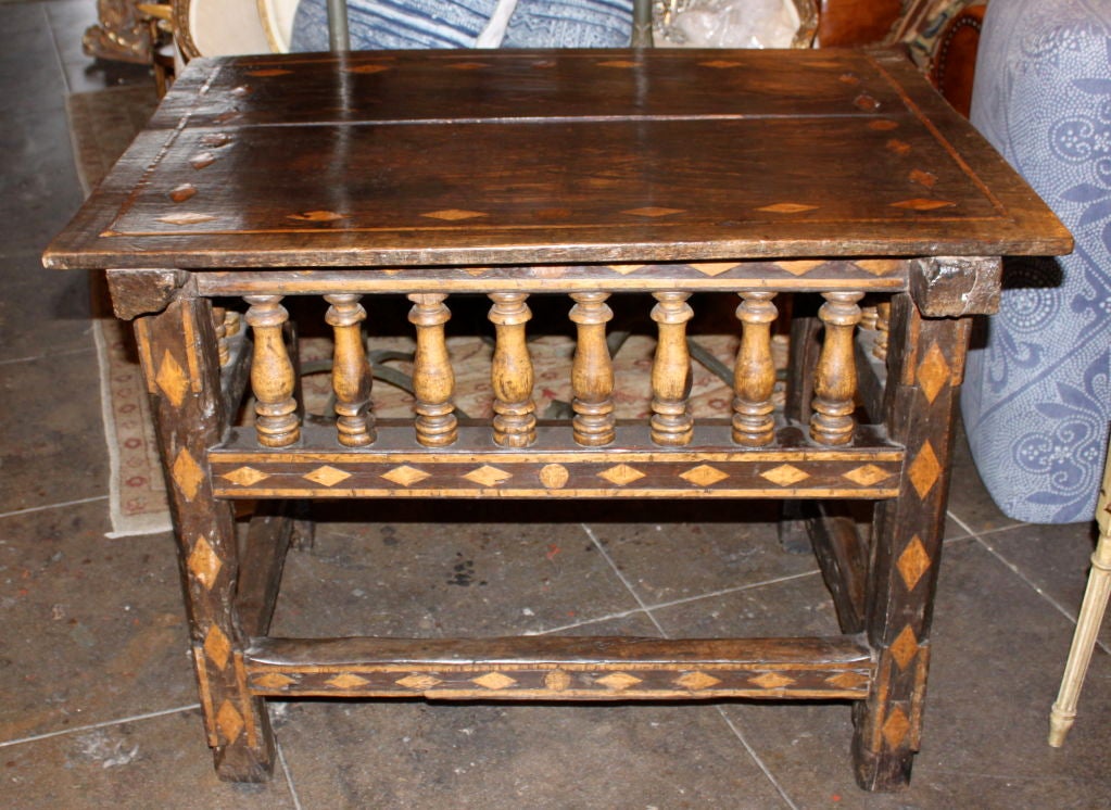 Inlaid Spanish Colonial Table C. 1800's