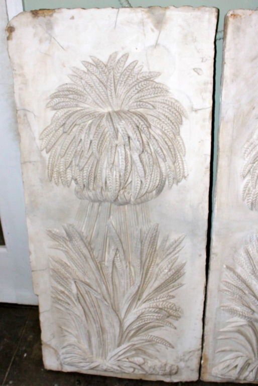 19th Century Pair of 19th C. Carved Marble Panels