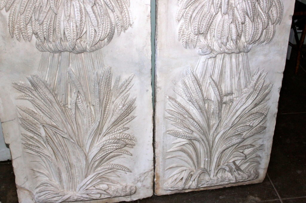 Pair of 19th C. Carved Marble Panels 1