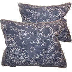 Pair of Continental Batik Pillows C. 1900
s