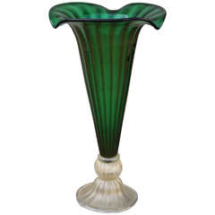 Monumental Green Murano Vase