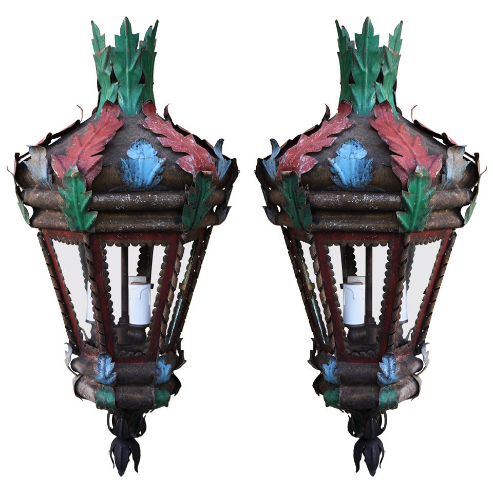 Pair of Spanish Tole Lanterns