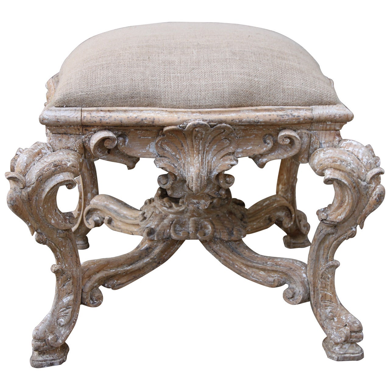 French Carved Rococo Style Bench